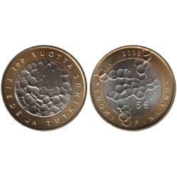 FINLANDE - 5 euros - 100 ans Académie des Sciences et de l'Université d'Helsinki - 2008