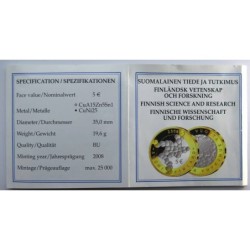 FINLANDE - 5 euros - 100 ans Académie des Sciences et de l'Université d'Helsinki - 2008