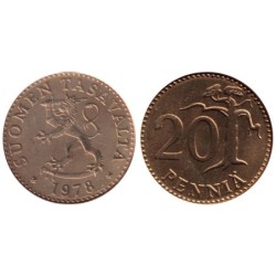 FINLANDE - Numiscover Coins of all Nations - KM47 - 20 penniä 1978