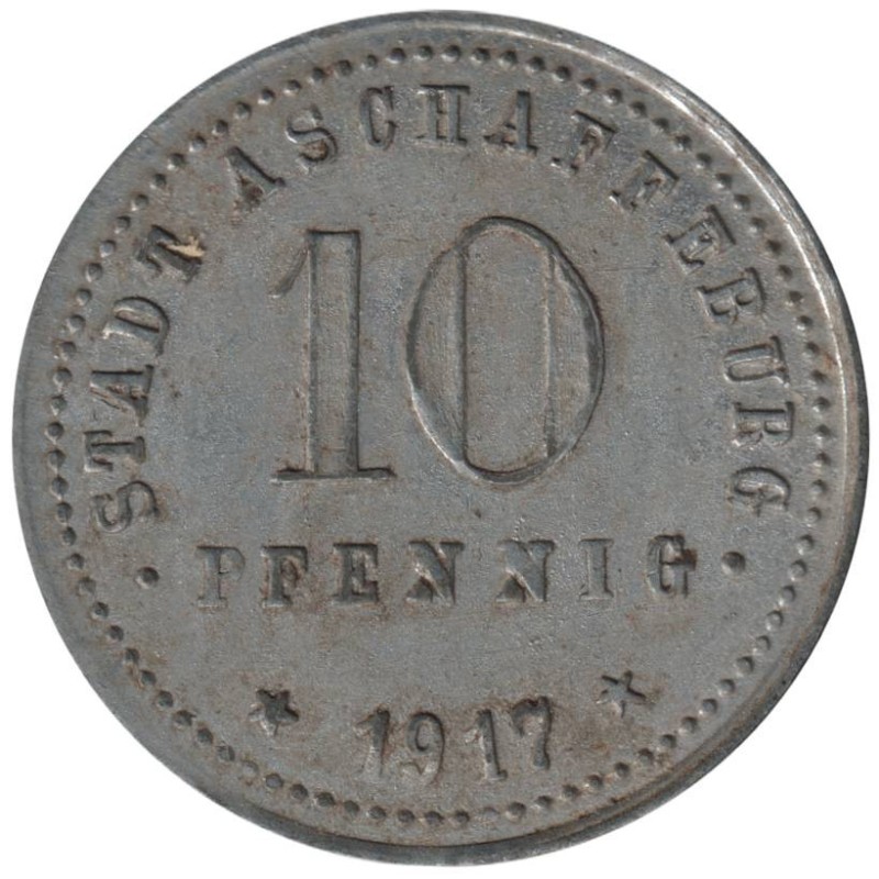 ALLEMAGNE - ASCHAFFENBURG - 23.2B - Monnaie de nécessité - 10 pfennig 1917