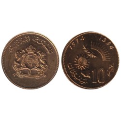 MAROC - Numiscover Coins of all Nations - Y60 - 10 santimat 1974