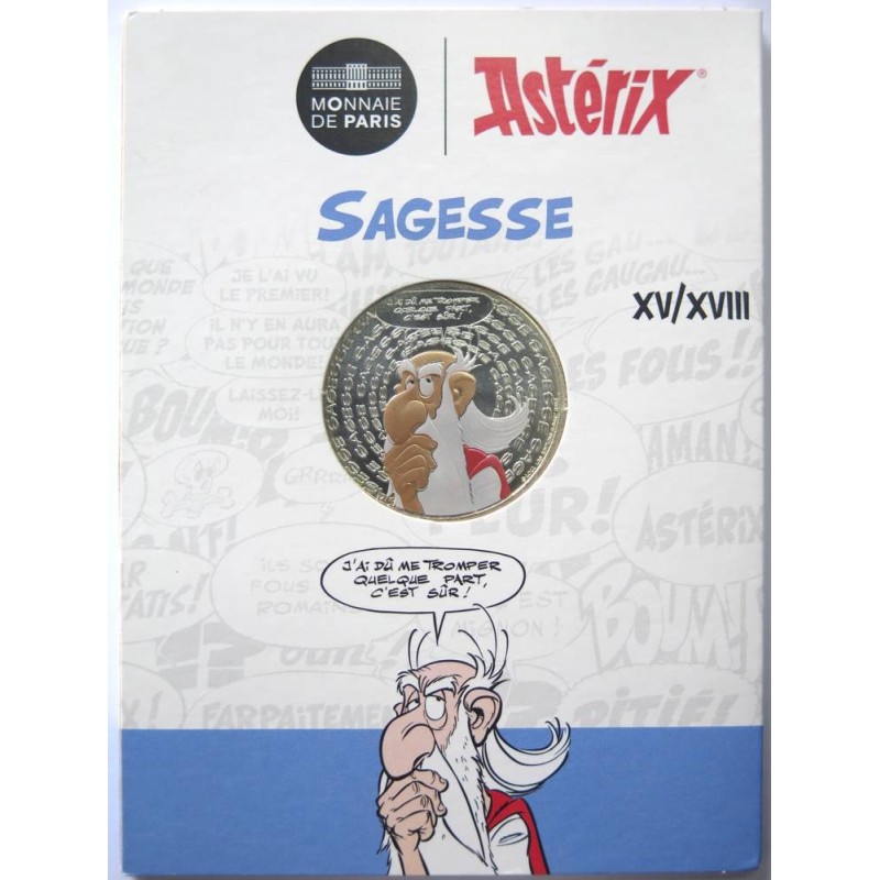 FRANCE - Blister - 10 euros - Asterix n° XV - Sagesse - partiellement colorisée - 2022