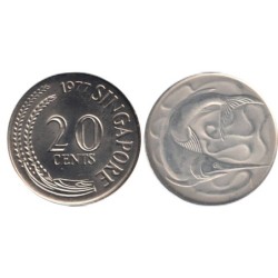 SINGAPOUR - Numiscover Coins of all Nations - KM4 - 20 cents 1977