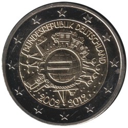 ALLEMAGNE - 2 euros commémorative - 10 ans de l'euro - 2012 F