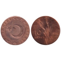 TURQUIE - Numiscover Coins of all Nations - KM891.3 - 10 kurus 1974