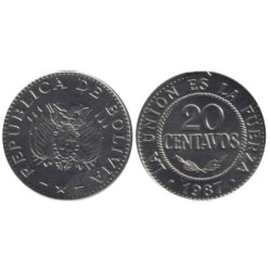 BOLIVIE - Numiscover - KM203 - 20 centavos 1987