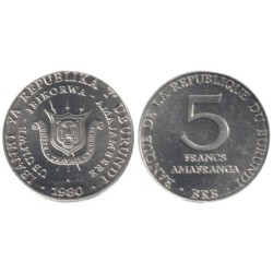 BURUNDI - Numiscover - KM20 - 5 francs 1980