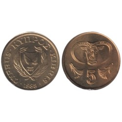 CHYPRE - Numiscover - KM55.2 - 5 cents 1988
