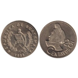 GUATEMALA - Numiscover - KM278.5 - 25 centavos 1988