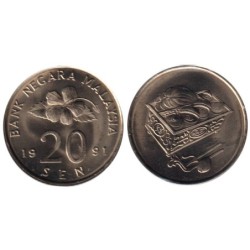 MALAISIE - Numiscover - KM52 - 20 sen 1992