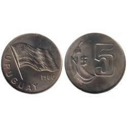 URUGUAY - Numiscover - KM75 - 5 nuevos pesos 1980