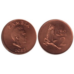 ZAMBIE- Numiscover - KM10a - 2 ngwee 1983