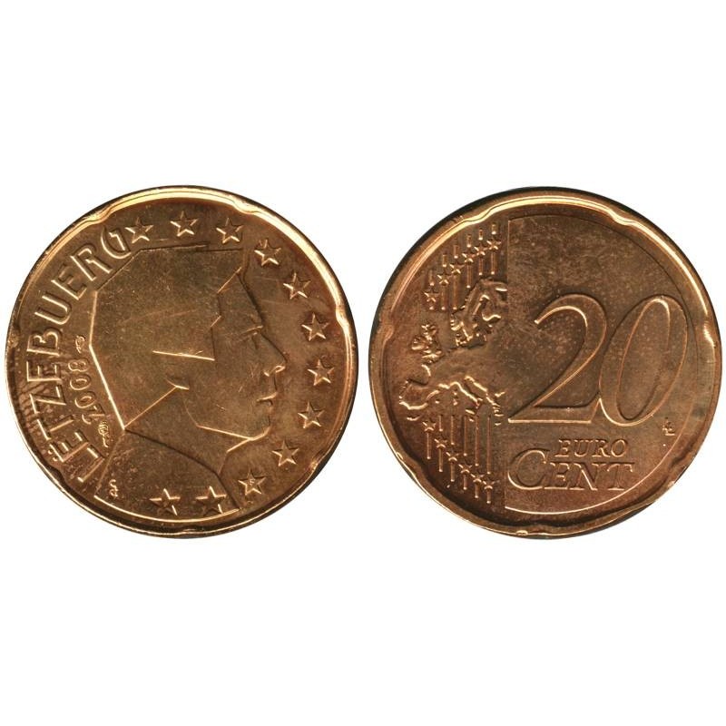 LUXEMBOURG - 20 cents - 2008 - plaquée or