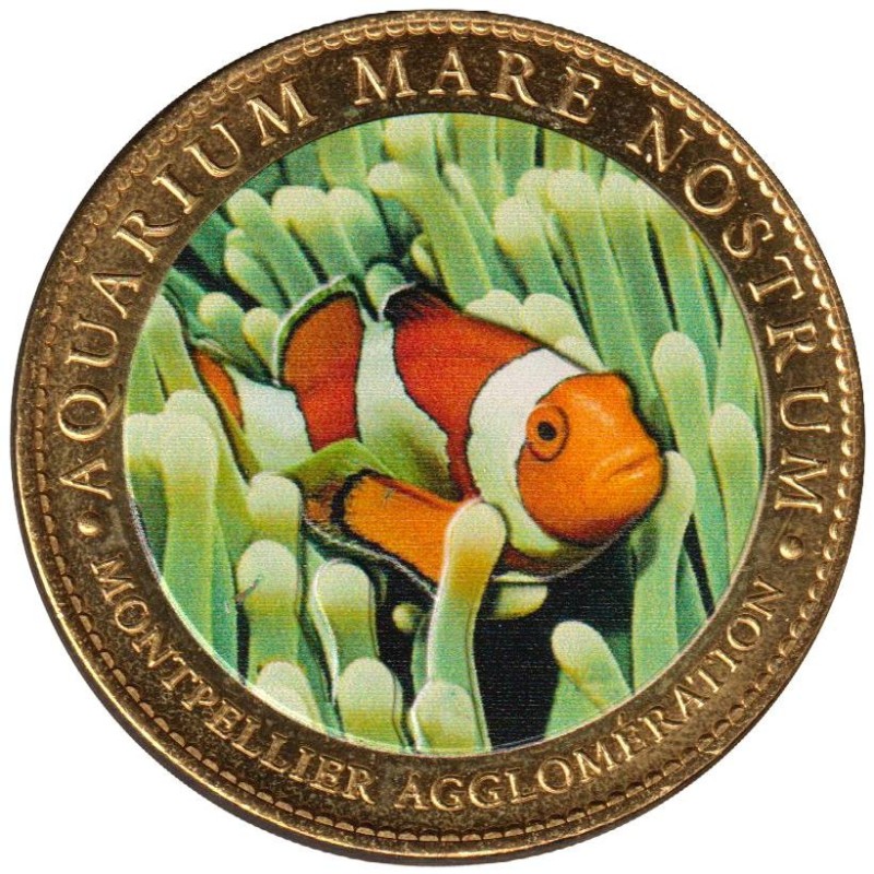 Jeton touristique - 34- Montpellier - Aquarium mare nostrum - Poisson clown - colorisée - 2011