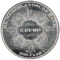 PAYS-BAS - 5 euros - 200 ans de la Banque Néerlandaise - 2014