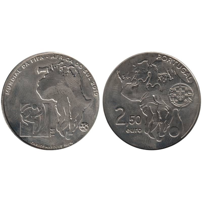PORTUGAL - 2,50 euros - Coupe du Monde Football FIFA - Afrique du Sud - 2010