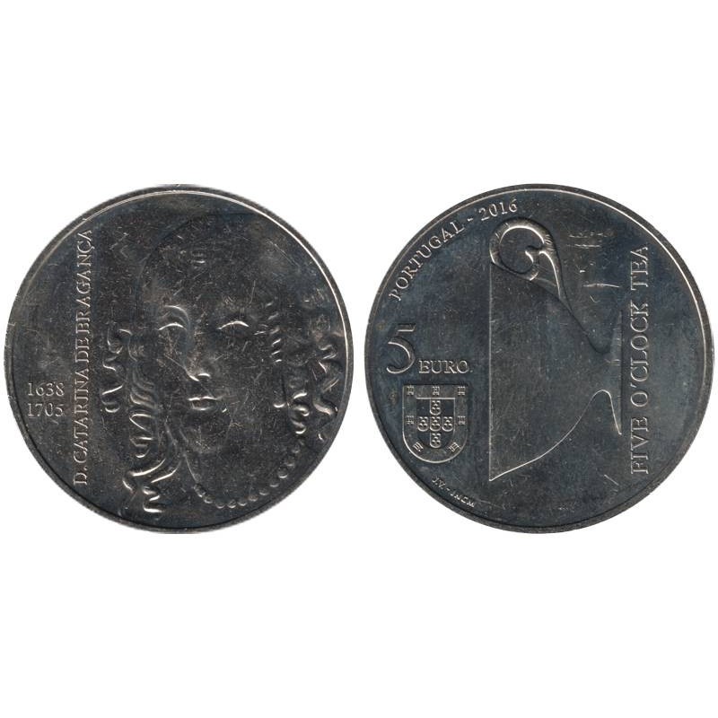 PORTUGAL - 5 euros - Reines d'Europe - Catarina de Braganca - 2016