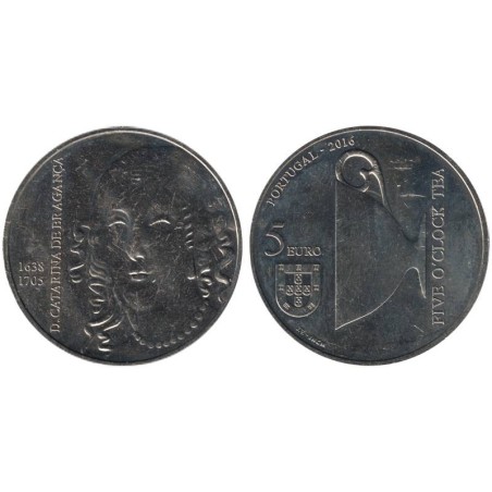 PORTUGAL - 5 euros - Reines d'Europe - Catarina de Braganca - 2016
