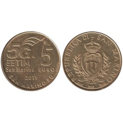 SAINT MARIN - 5 euros - Réseau mobile 5G - 2019