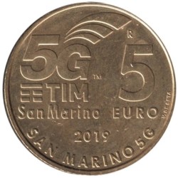 SAINT MARIN - 5 euros - Réseau mobile 5G - 2019