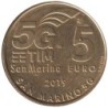 SAINT MARIN - 5 euros - Réseau mobile 5G - 2019