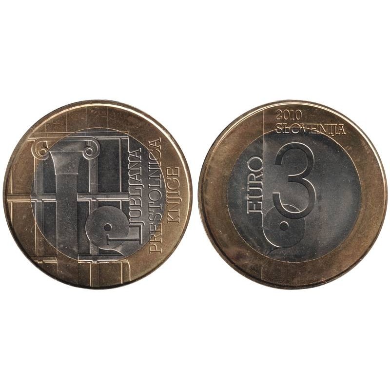 SLOVENIE - 3 euros -  PLjubljana - Capitale mondiale du livre - 2010