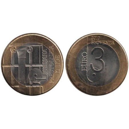 SLOVENIE - 3 euros -  PLjubljana - Capitale mondiale du livre - 2010