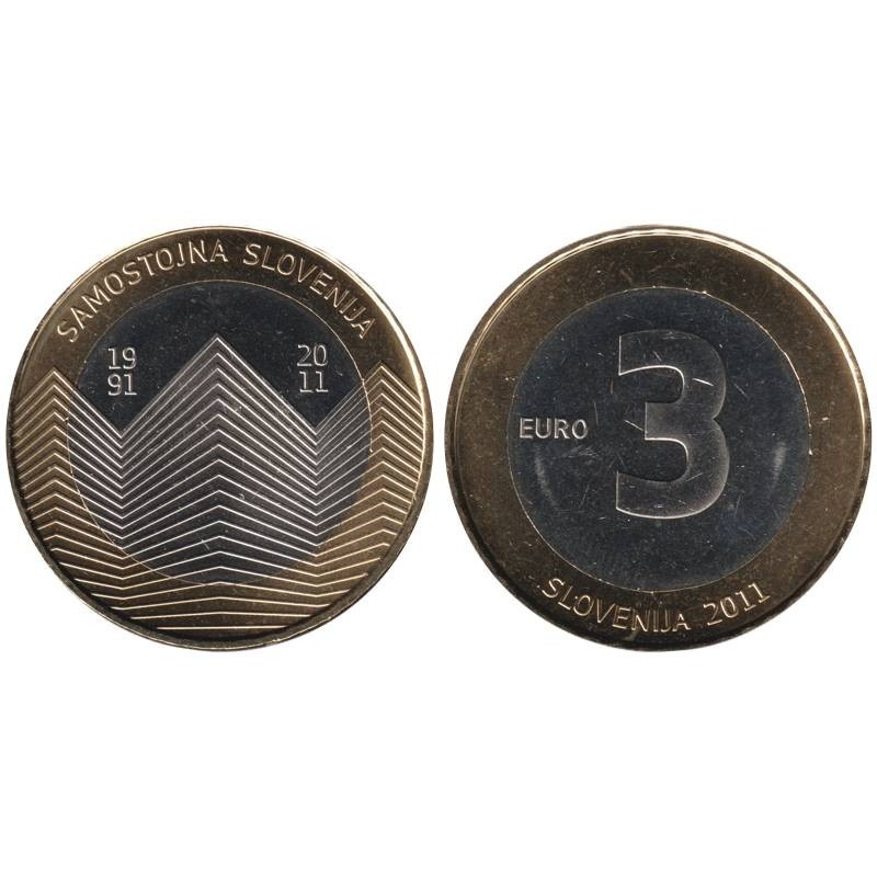 SLOVENIE - 3 euros -  20ème anniversaire de l'Indépendance de la Slovénie - 2011