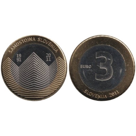 SLOVENIE - 3 euros -  20ème anniversaire de l'Indépendance de la Slovénie - 2011