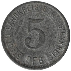ALLEMAGNE - BONN - 52.5A - Monnaie de nécessité - 5 pfennig 1919