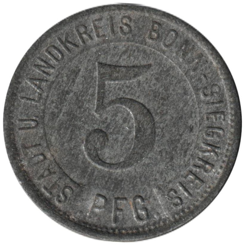 ALLEMAGNE - BONN - 52.5A - Monnaie de nécessité - 5 pfennig 1919
