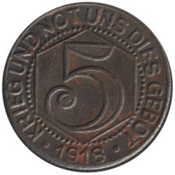 ALLEMAGNE - CALW - 73.1 - Monnaie de nécessité - 5 pfennig 1918