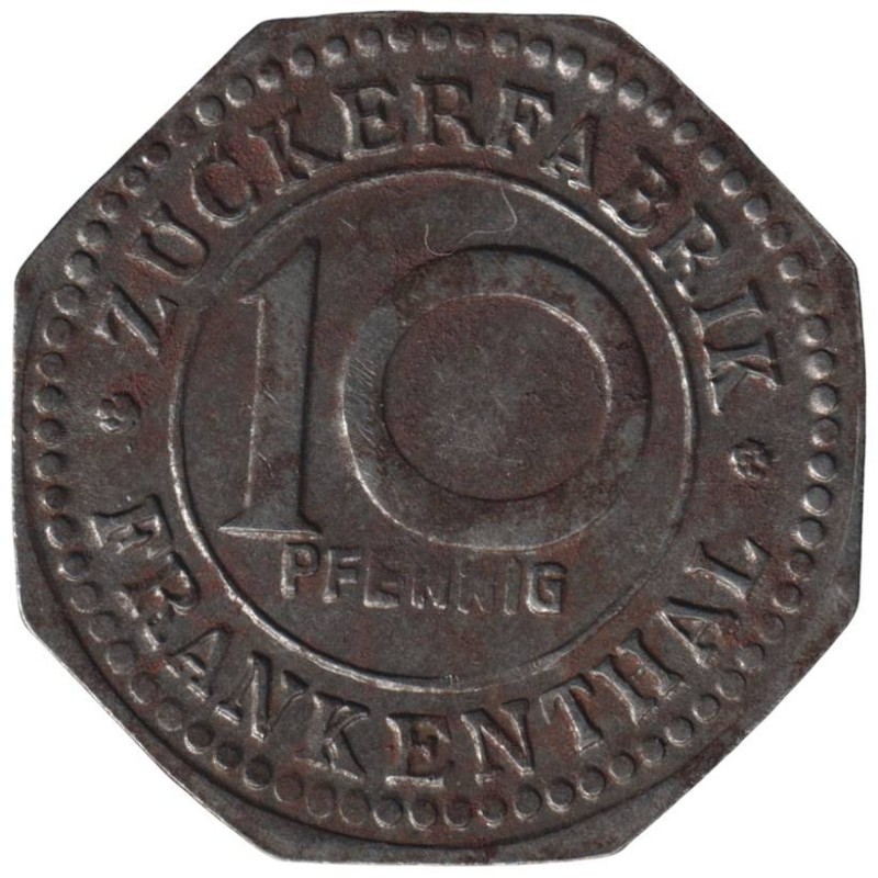 ALLEMAGNE - FRANKENTHAL - ZUCKERFABRIK - Monnaie de nécessité - 10 pfennig 1918