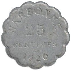 NARBONNE - 1.3 - Monnaie de nécessité - 25 centimes 1920 - TB