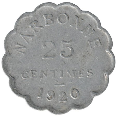 NARBONNE - 1.3 - Monnaie de nécessité - 25 centimes 1920 - TB