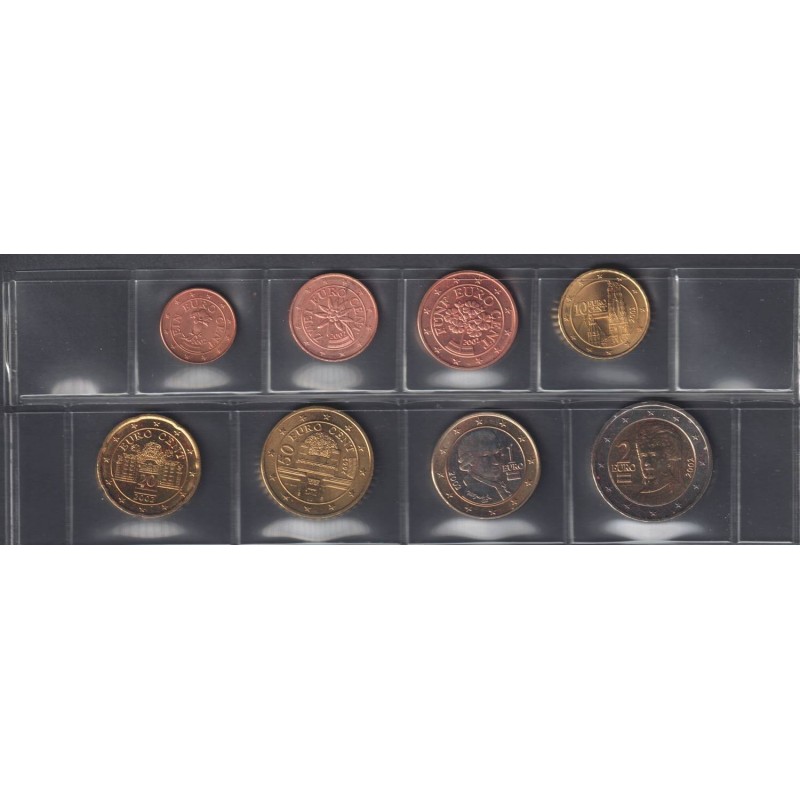 Monnaies euro - AUTRICHE - Série - 2002 - 1 cent à 2 euros