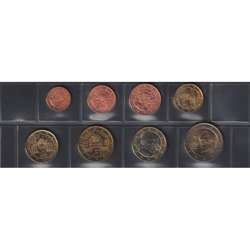 Monnaies euro - AUTRICHE - Série - 2008 - 1 cent à 2 euros