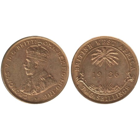 Monnaie monde - AFRIQUE OCCIDENTALE BRITANNIQUE - KM13b - 2 shillings 1936