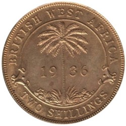 Monnaie monde - AFRIQUE OCCIDENTALE BRITANNIQUE - KM13b - 2 shillings 1936
