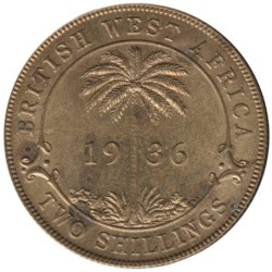 Monnaie monde - AFRIQUE OCCIDENTALE BRITANNIQUE - KM13b - 2 shillings 1936