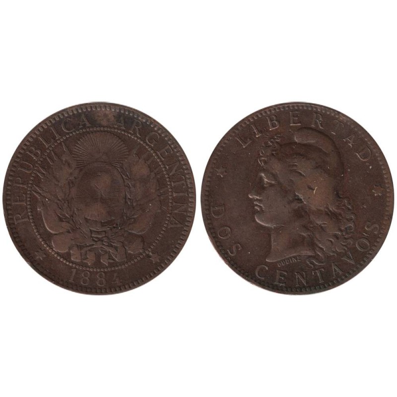 Monnaie monde - ARGENTINE - KM33 - 2 centavos 1884