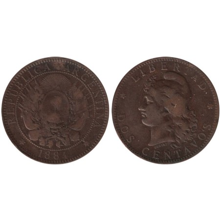 Monnaie monde - ARGENTINE - KM33 - 2 centavos 1884