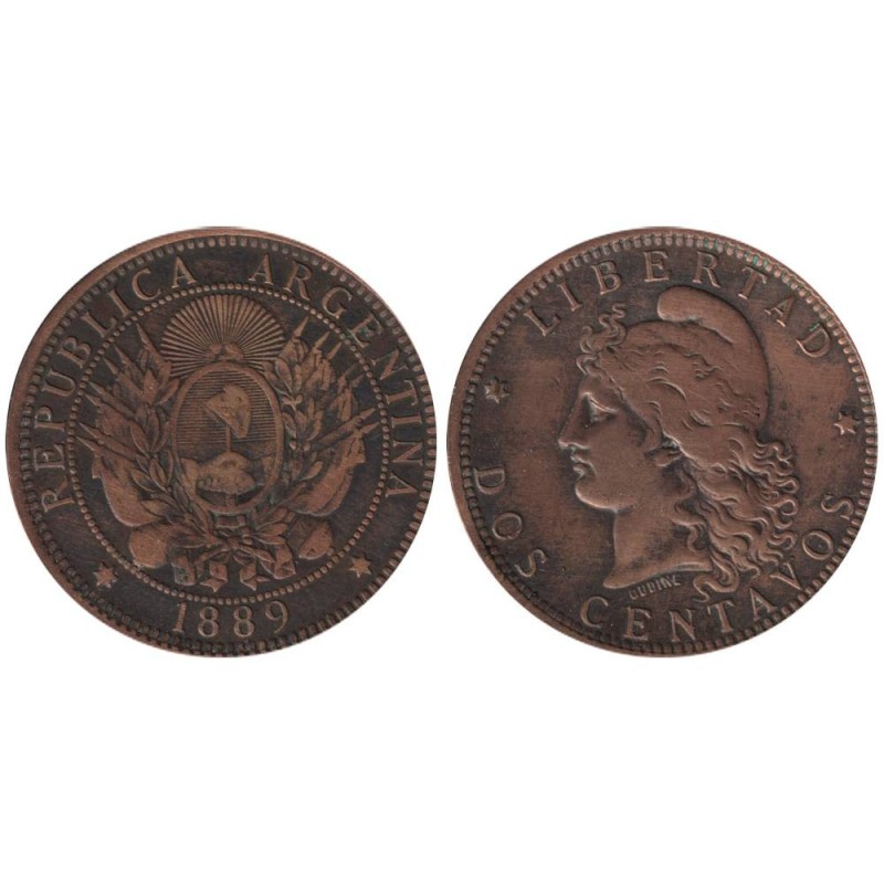 Monnaie monde - ARGENTINE - KM33 - 2 centavos 1889