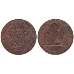 Monnaie monde - BELGIQUE - KM4.2 - 2 centimes 1847