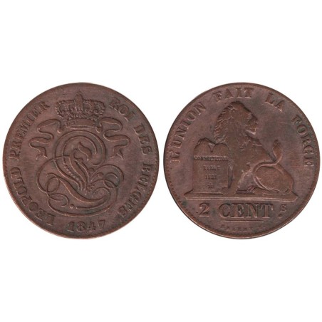 Monnaie monde - BELGIQUE - KM4.2 - 2 centimes 1847
