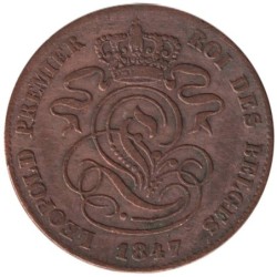 Monnaie monde - BELGIQUE - KM4.2 - 2 centimes 1847
