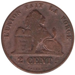 Monnaie monde - BELGIQUE - KM4.2 - 2 centimes 1847
