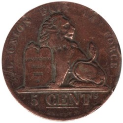Monnaie monde - BELGIQUE - KM5.1 - 5 centimes 1833