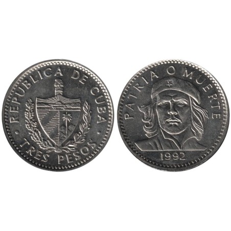 Monnaie monde - CUBA - KM346a - 3 pesos 1992