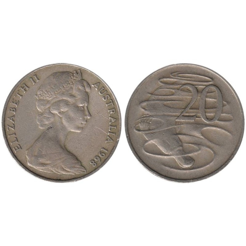 Monnaie monde - AUSTRALIE - KM66 - 20 cents 1968